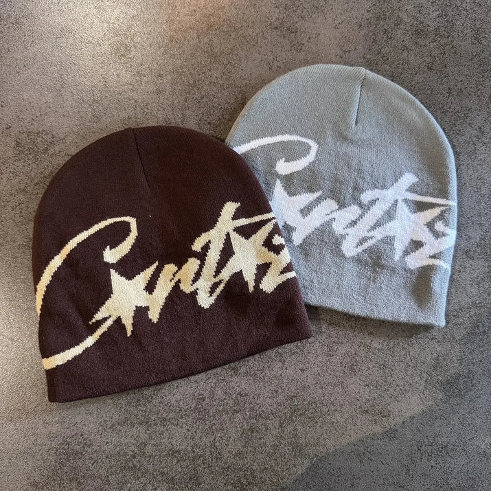 New Niche Knitted Hat Women's Autumn and Winter Warm Pullover Cold Hat Street Photograph Concave Shape Wool Hat Trendy corto